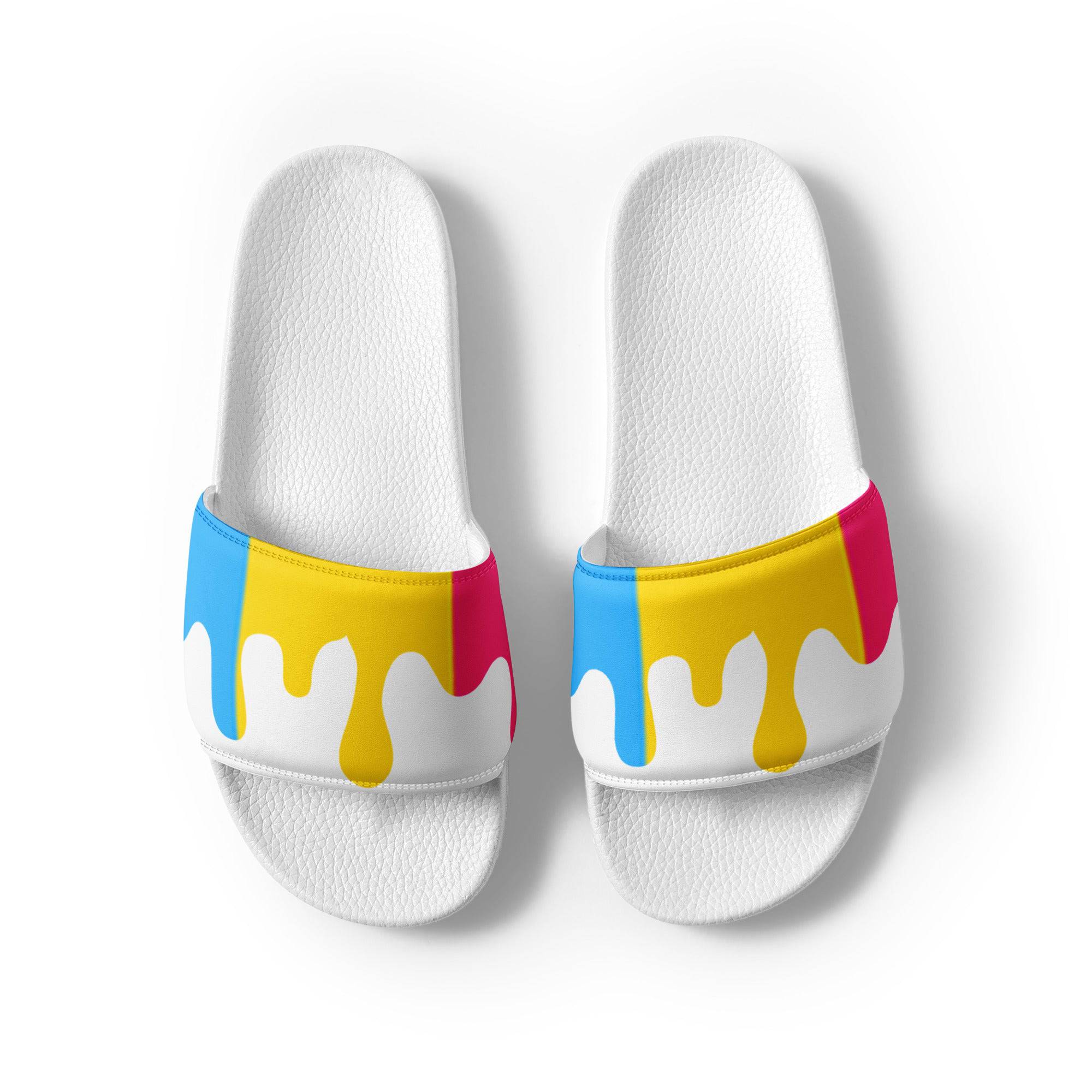 Pansexual melting pride flag women's slides, view 4 — Rose Gold Co
