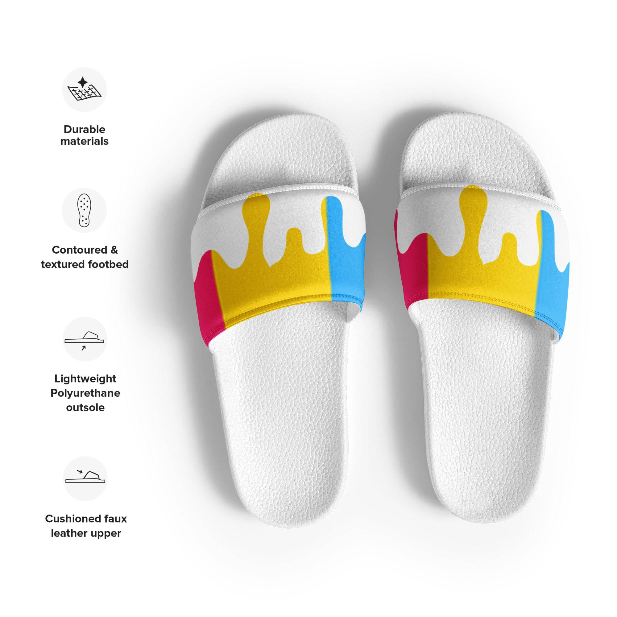 Pansexual melting pride flag women's slides, view 5 — Rose Gold Co