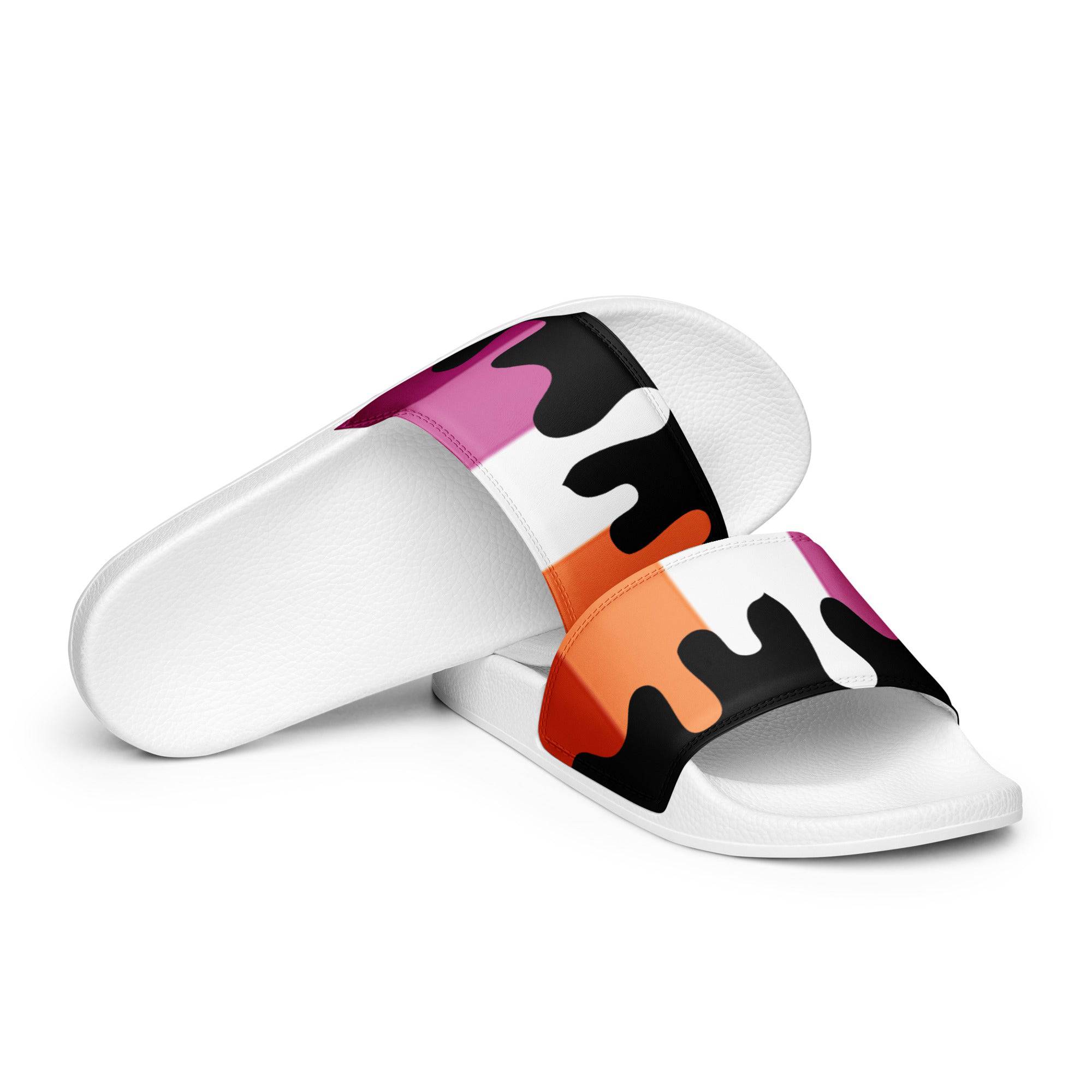Lesbian melting pride flag women's slides, view 8 — Rose Gold Co
