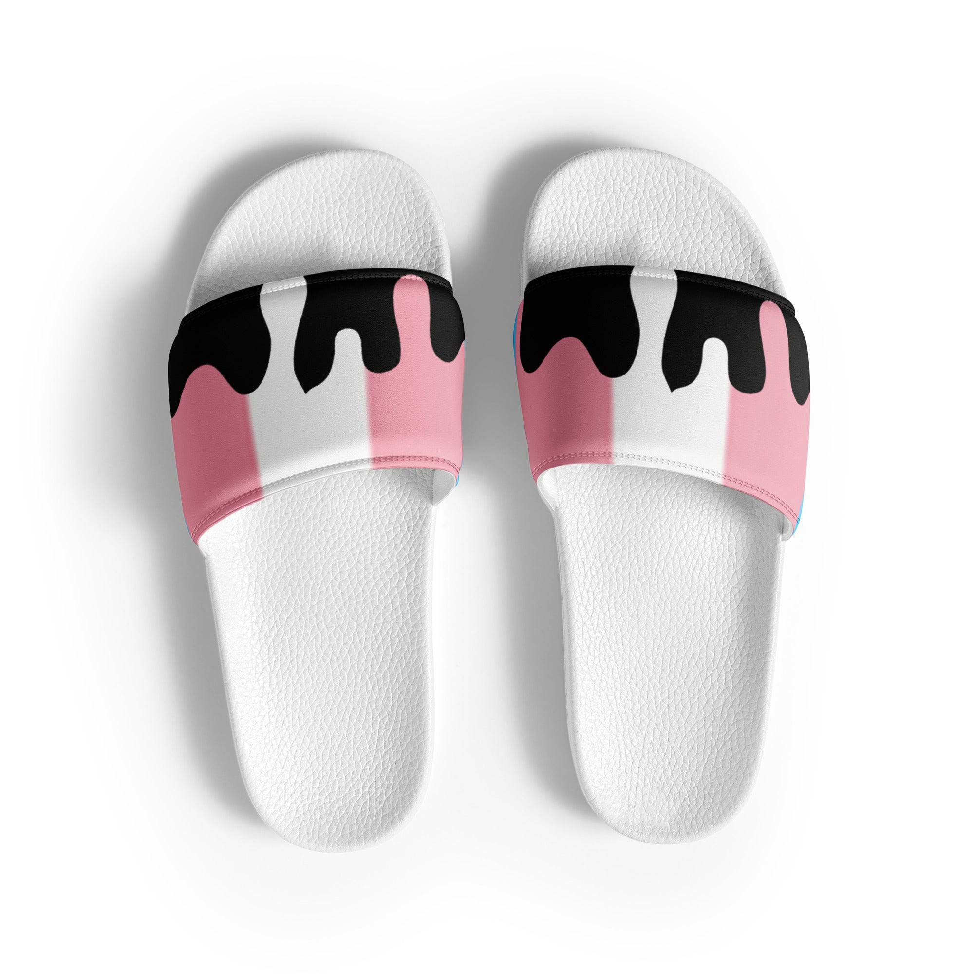 Trans melting pride flag women's slides, view 8 — Rose Gold Co