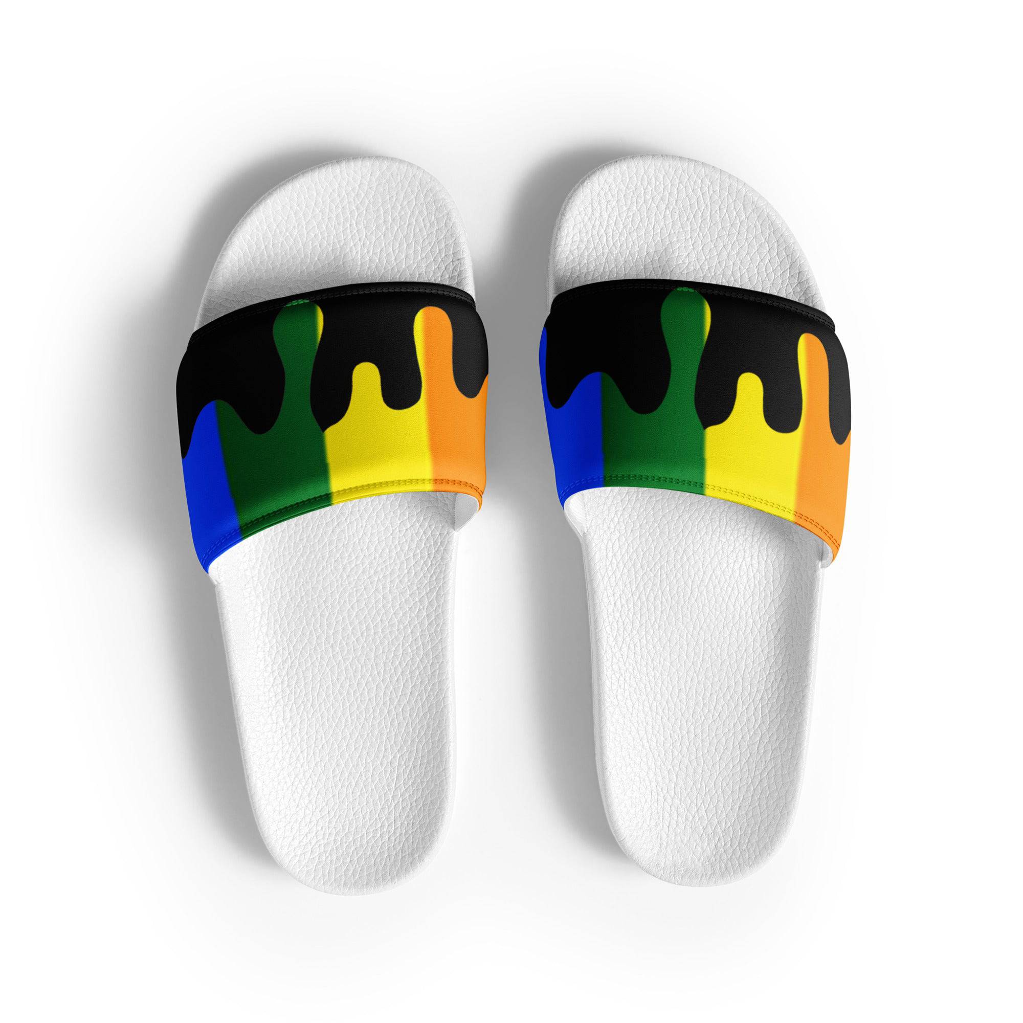 Rainbow melting pride flag women's slides, view 6 — Rose Gold Co
