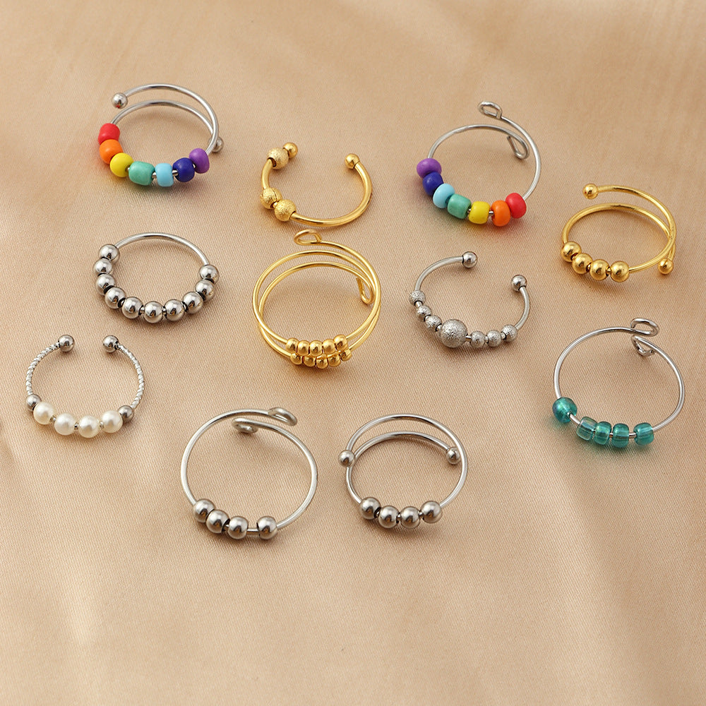 Rainbow Beaded Wrap Rings - Rose Gold Co. Shop