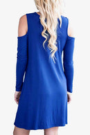Cold-Shoulder Long Sleeve Round Neck Dress - Rose Gold Co. Shop