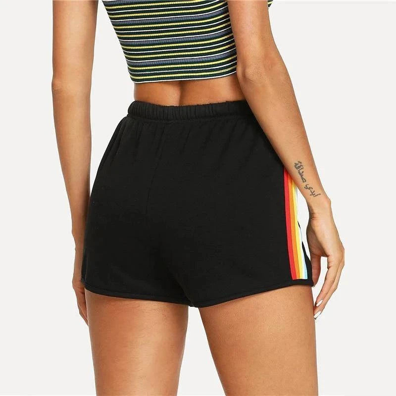 Rainbow Striped Elastic Band Shorts - Rose Gold Co. Shop