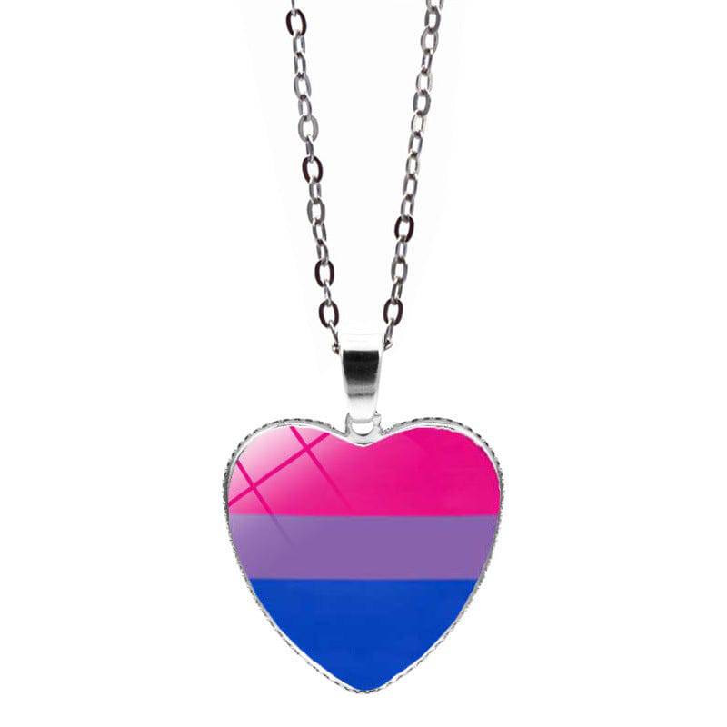 Bisexual Flag Heart Necklace - Rose Gold Co. Shop
