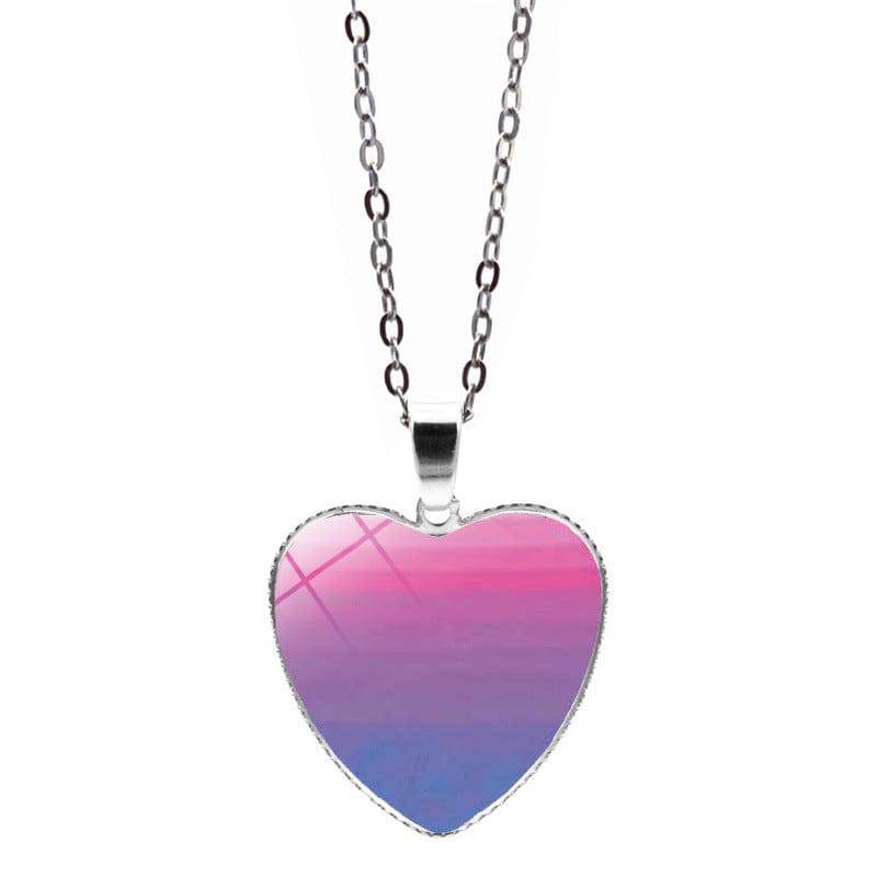 Bisexual Flag Heart Necklace - Rose Gold Co. Shop