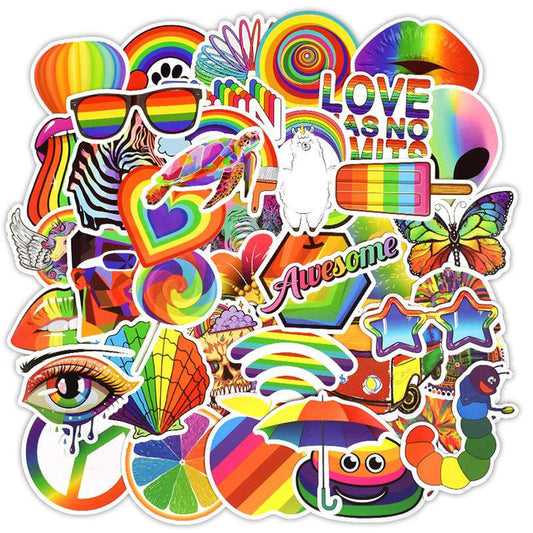 50 PC Rainbow Pride Stickers - Rose Gold Co. Shop