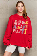 Simply Love Simply Love Full Size DOGS MAKE ME HAPPY Graphic Sweatshirt - Rose Gold Co. Shop