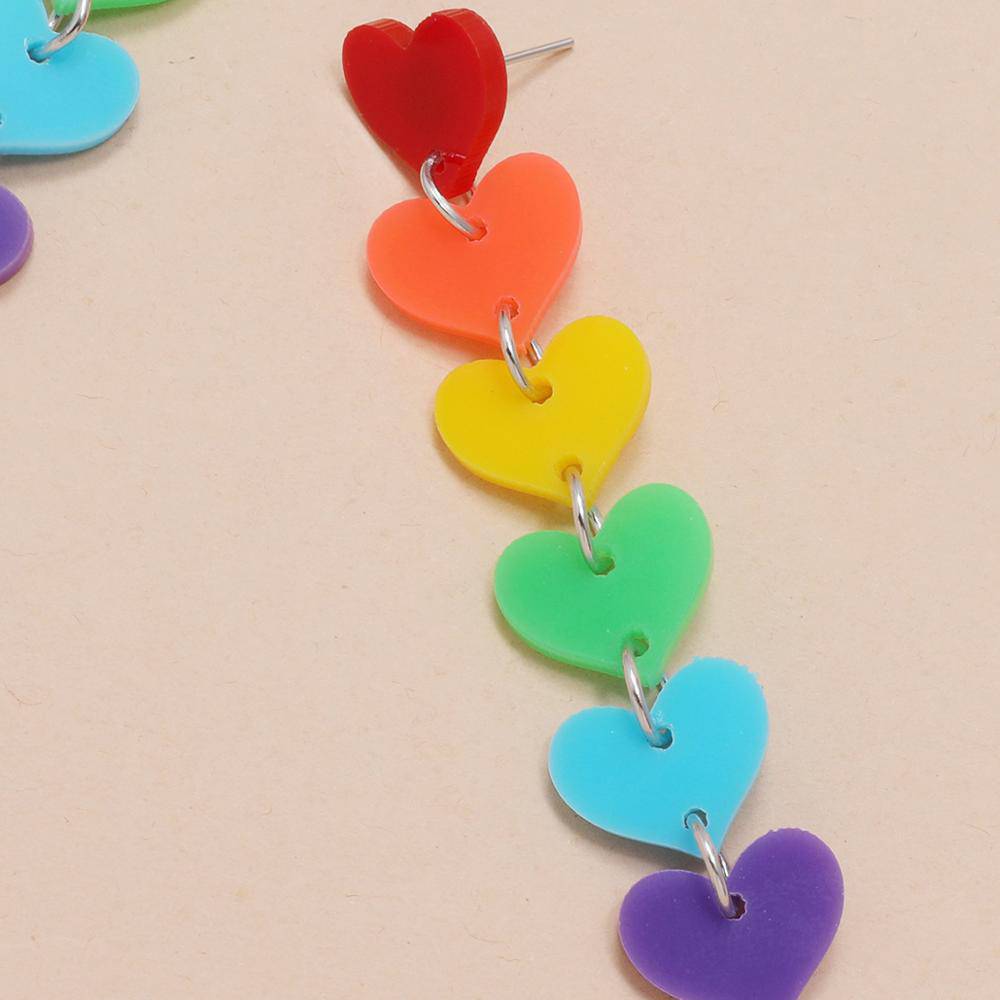 Rainbow Acrylic Dangle Heart Earrings - Rose Gold Co. Shop