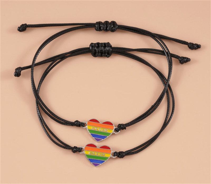 Rainbow, Lesbian, and Bisexual Heart Bracelets Sets 2pc - Rose Gold Co. Shop