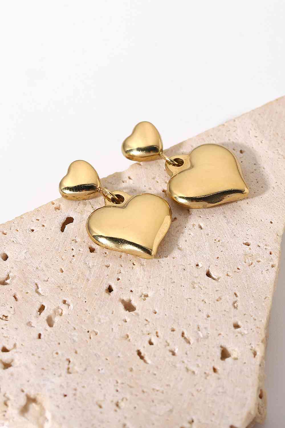 14K Gold Plated Double Heart Stud Earrings - Rose Gold Co. Shop