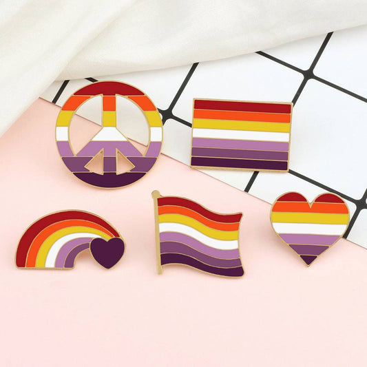 Sunset Lesbian Pride Flag Lapel Pins - Rose Gold Co. Shop