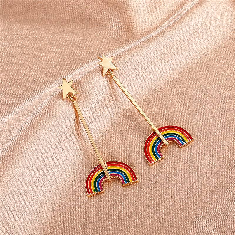 Rainbow Star Hanging Earrings - Rose Gold Co. Shop