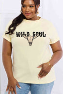 Simply Love Full Size WILD SOUL Graphic Cotton Tee - Rose Gold Co. Shop