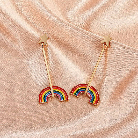Rainbow Star Hanging Earrings - Rose Gold Co. Shop