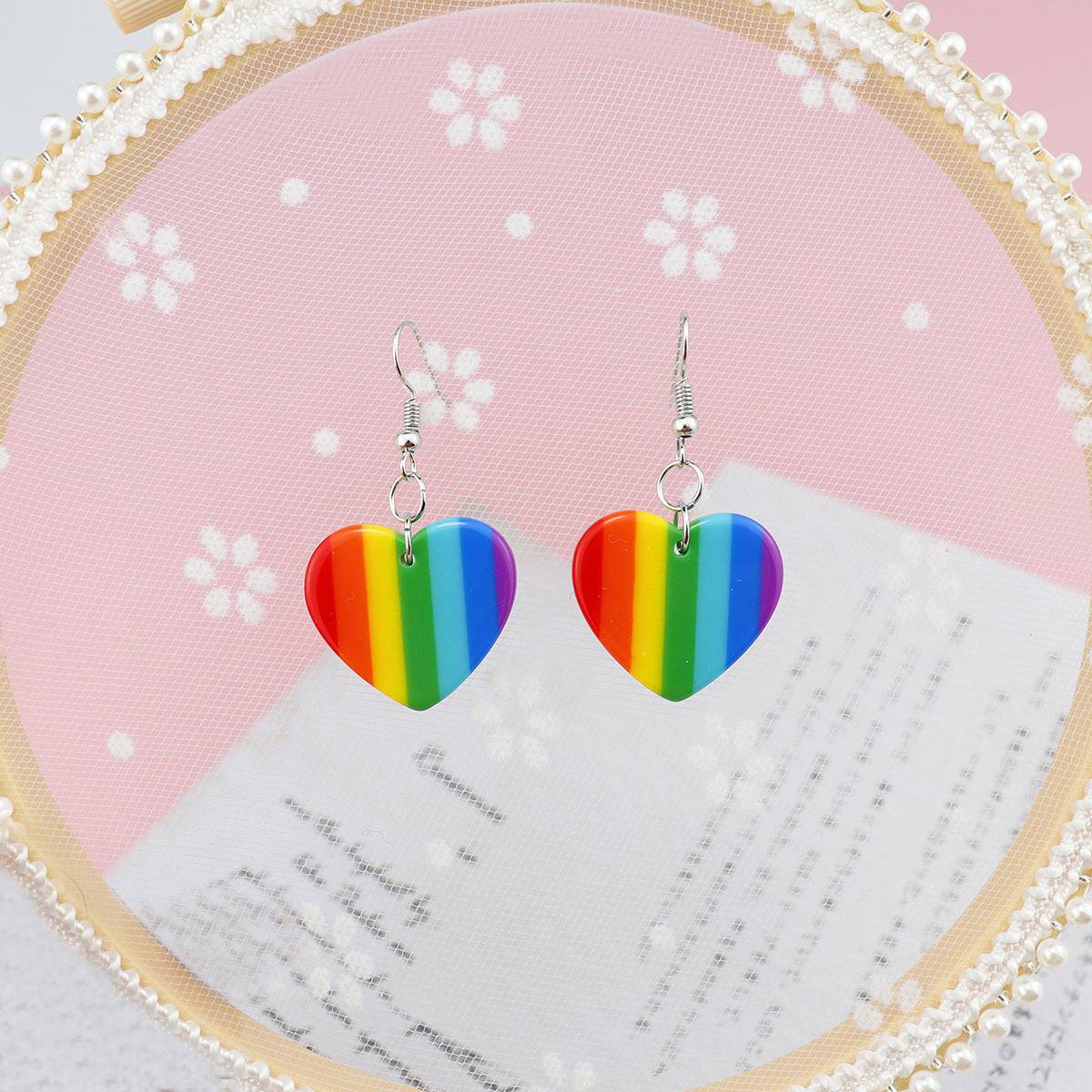 Rainbow Heart LGBT Pride Earrings - Rose Gold Co. Shop