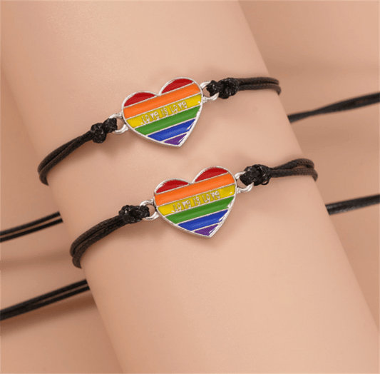 Rainbow, Lesbian, and Bisexual Heart Bracelets Sets 2pc - Rose Gold Co. Shop