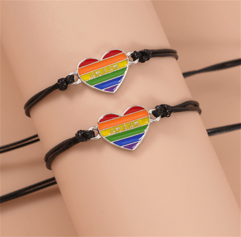 Rainbow, Lesbian, and Bisexual Heart Bracelets Sets 2pc