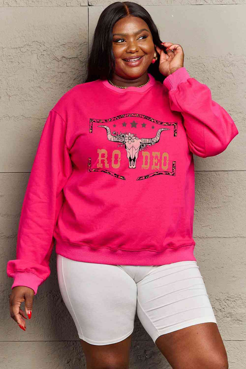 Simply Love Simply Love Full Size Round Neck Dropped Shoulder RODEO Graphic Sweatshirt - Rose Gold Co. Shop