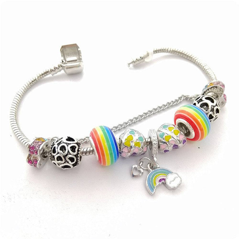Rainbow LGBT Pride Beaded Charm Bracelet