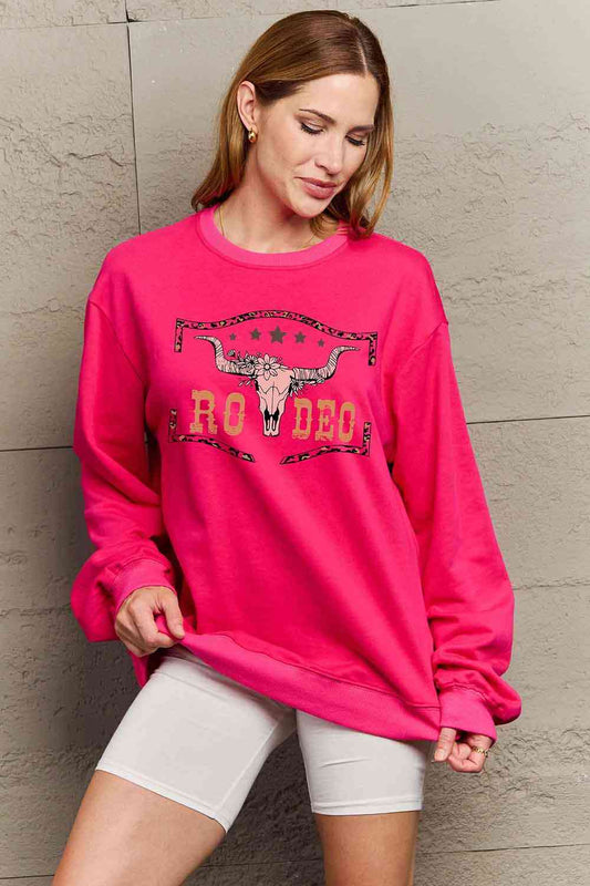 Simply Love Simply Love Full Size Round Neck Dropped Shoulder RODEO Graphic Sweatshirt - Rose Gold Co. Shop