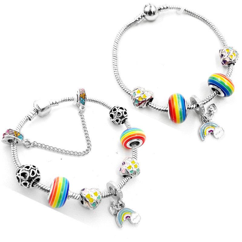 Rainbow LGBT Pride Beaded Charm Bracelet - Rose Gold Co. Shop