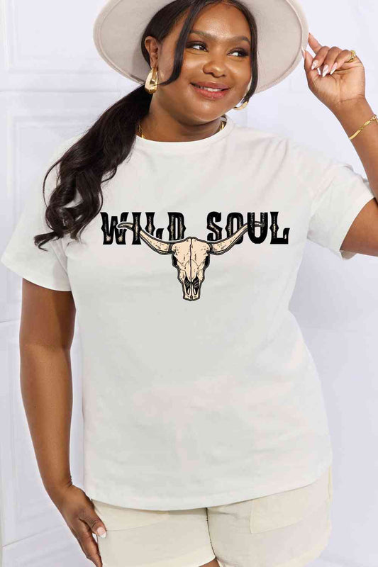 Simply Love Full Size WILD SOUL Graphic Cotton Tee - Rose Gold Co. Shop