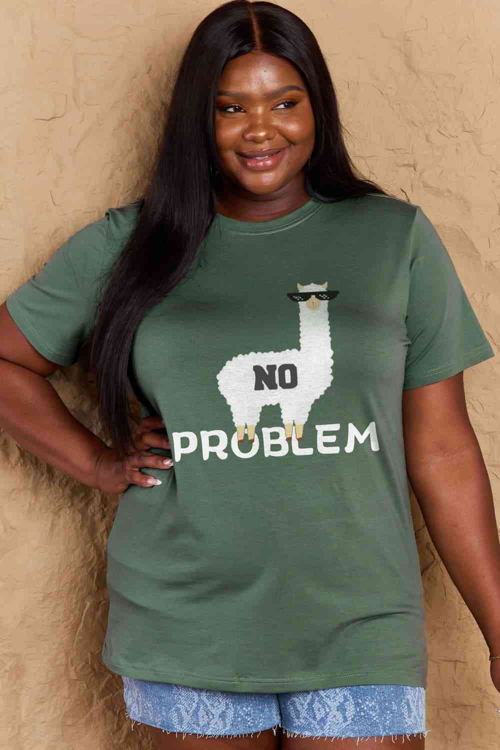 Simply Love Full Size NO PROBLEM Graphic Cotton Tee - Rose Gold Co. Shop