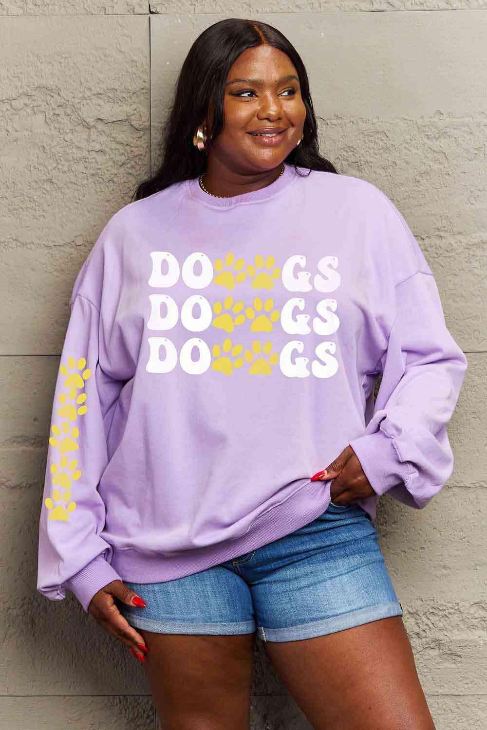 Simply Love Simply Love Full Size Round Neck Dropped Shoulder DOGS Graphic Sweatshirt - Rose Gold Co. Shop