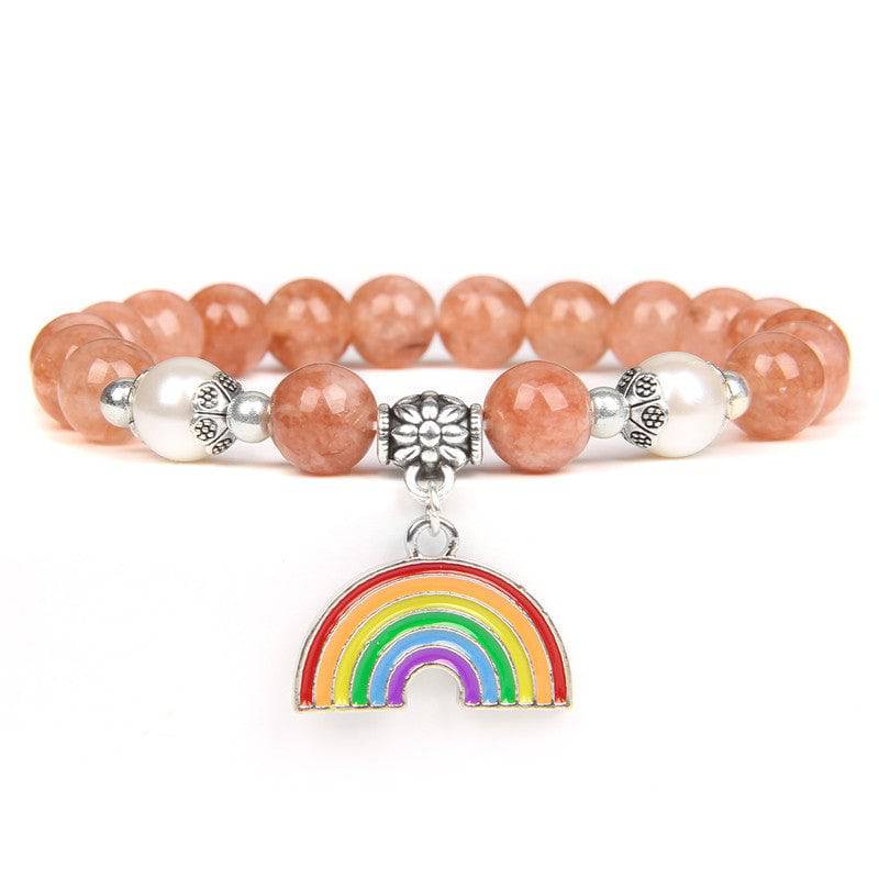 Beaded Rainbow Pride Charm Bracelet