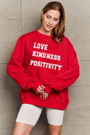 Simply Love Full Size LOVE KINDNESS POSITIVITY Graphic Sweatshirt - Rose Gold Co. Shop