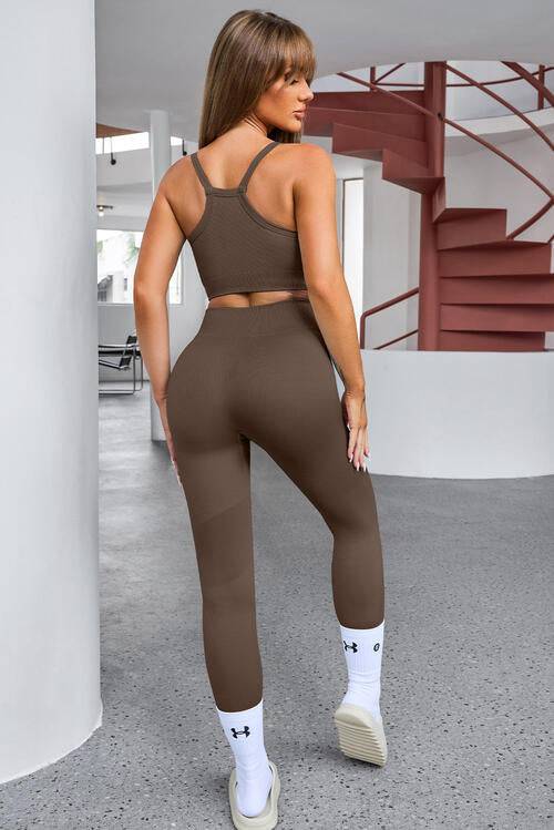 Tank Cropped Active Top and Pants Set - Rose Gold Co. Shop