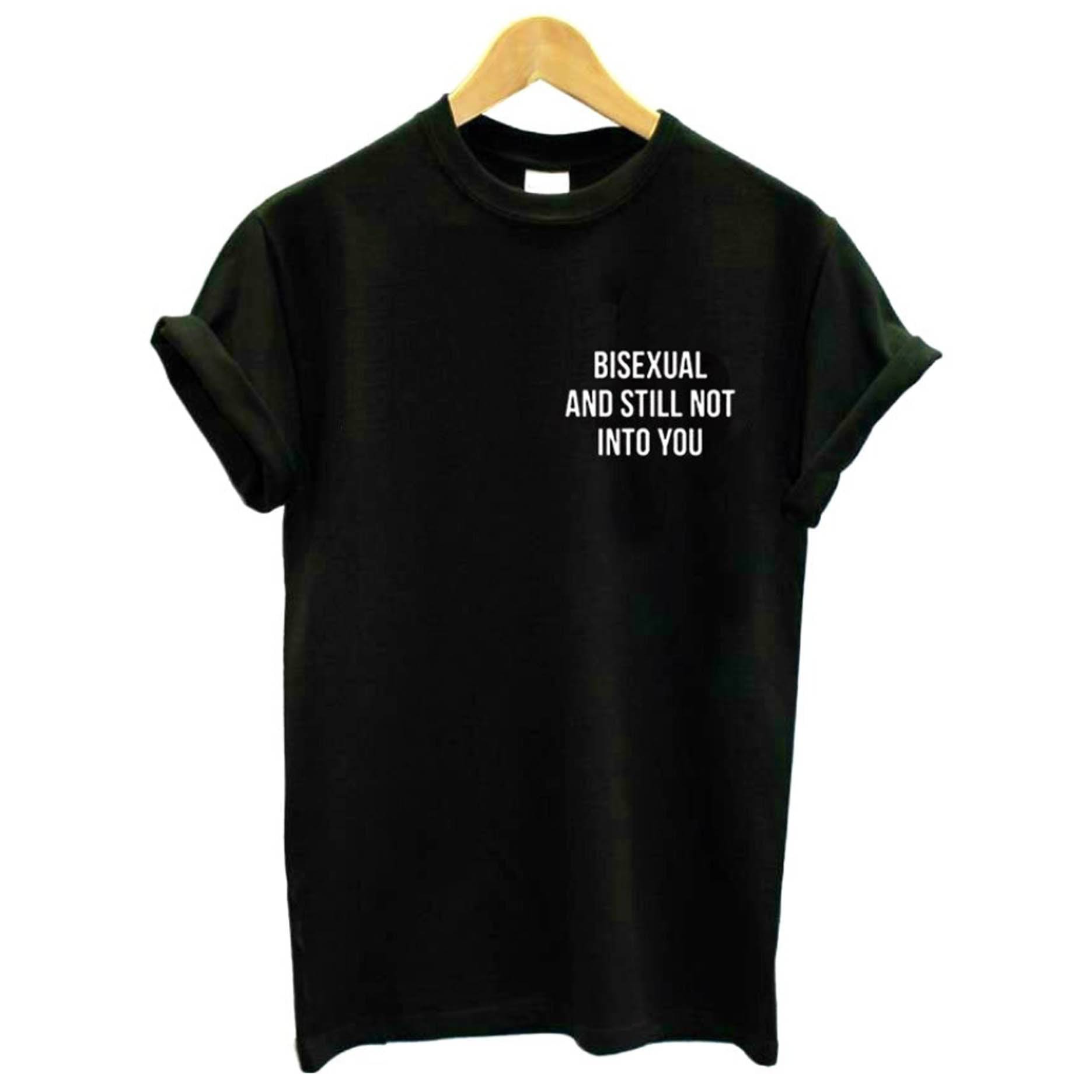 Bisexual & Still Not Into You distressed tee, view 4 — Rose Gold Co