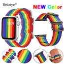 Woven Nylon Rainbow strap for Apple Watch - Rose Gold Co. Shop
