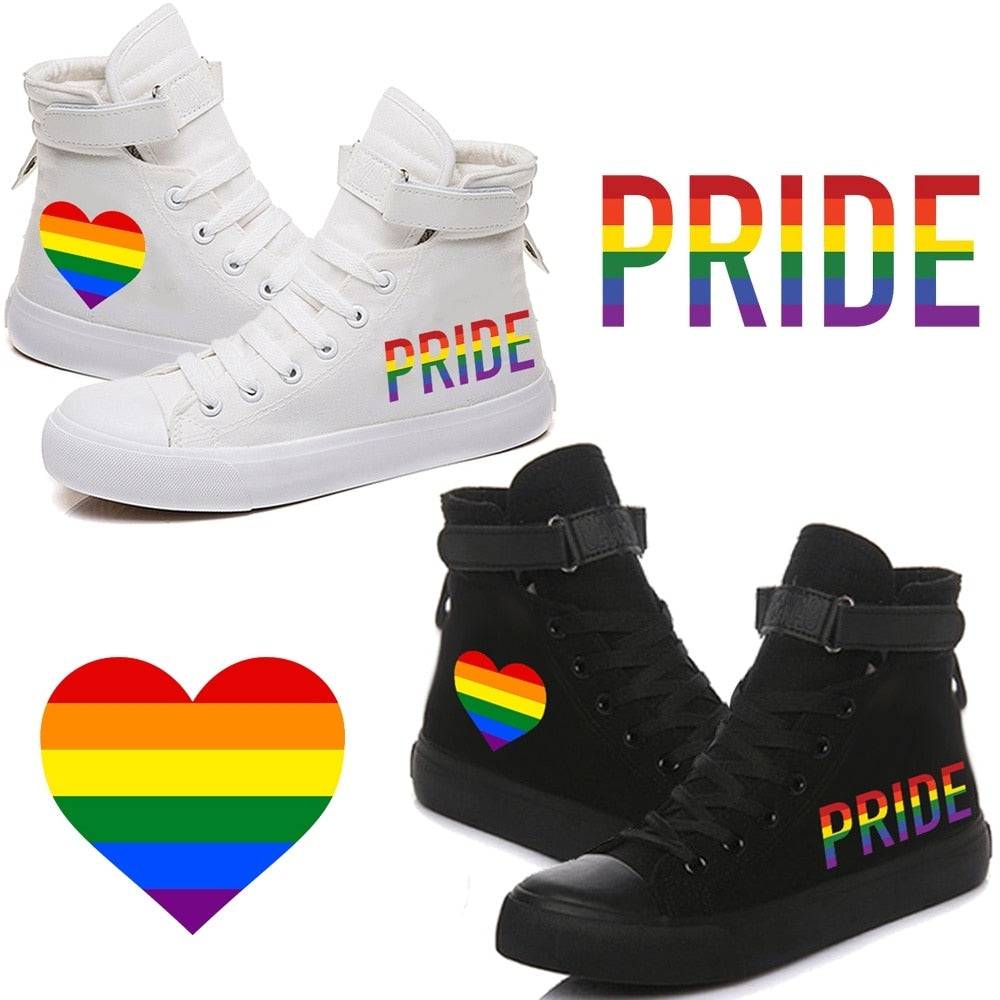 Men's Size  Rainbow LGBT Pride High-Top Shoes - Rose Gold Co. Shop