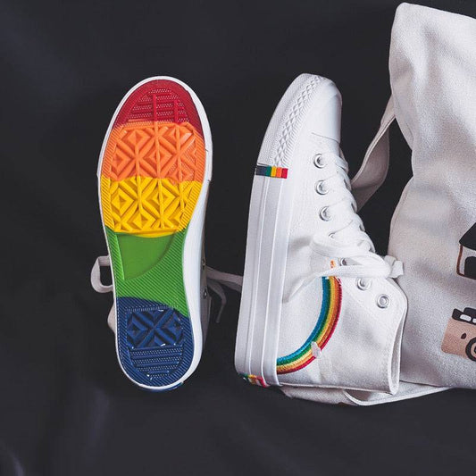 Rainbow Bottom High Top Sneakers - Rose Gold Co. Shop