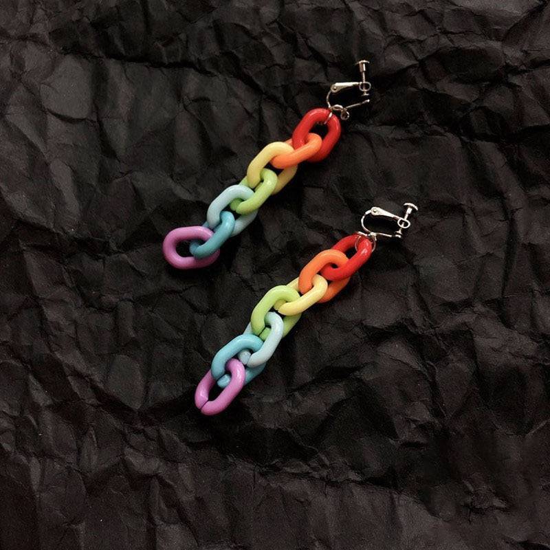 Candy Color Rainbow Chain Earrings - Rose Gold Co. Shop
