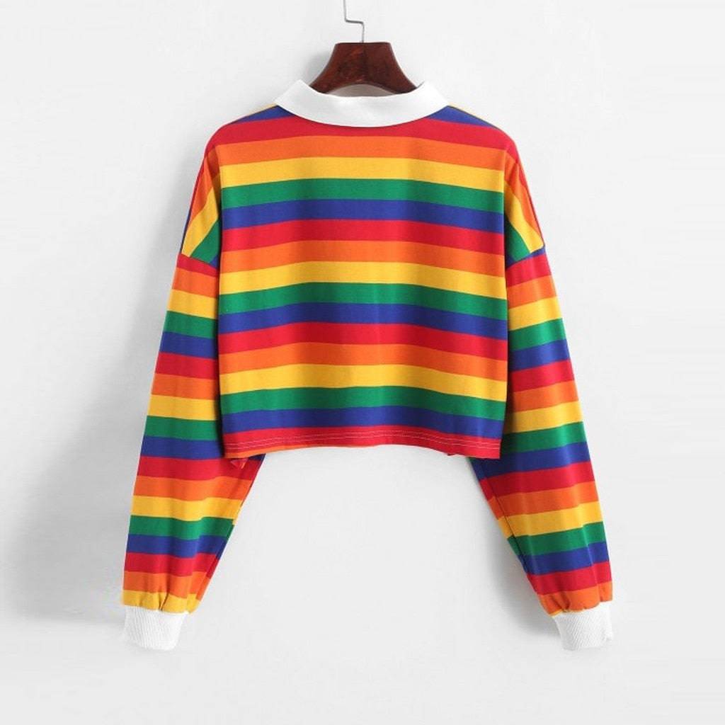 Candy Rainbow Striped Pullover - Rose Gold Co. Shop