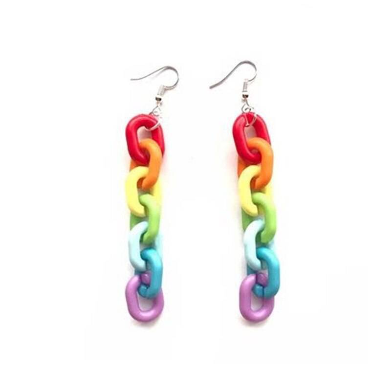 Candy Color Rainbow Chain Earrings - Rose Gold Co. Shop