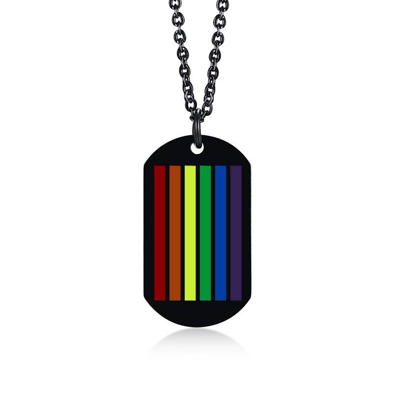 Rainbow LGBT Gay Pride Dog Tag Military Style Necklace - Rose Gold Co. Shop