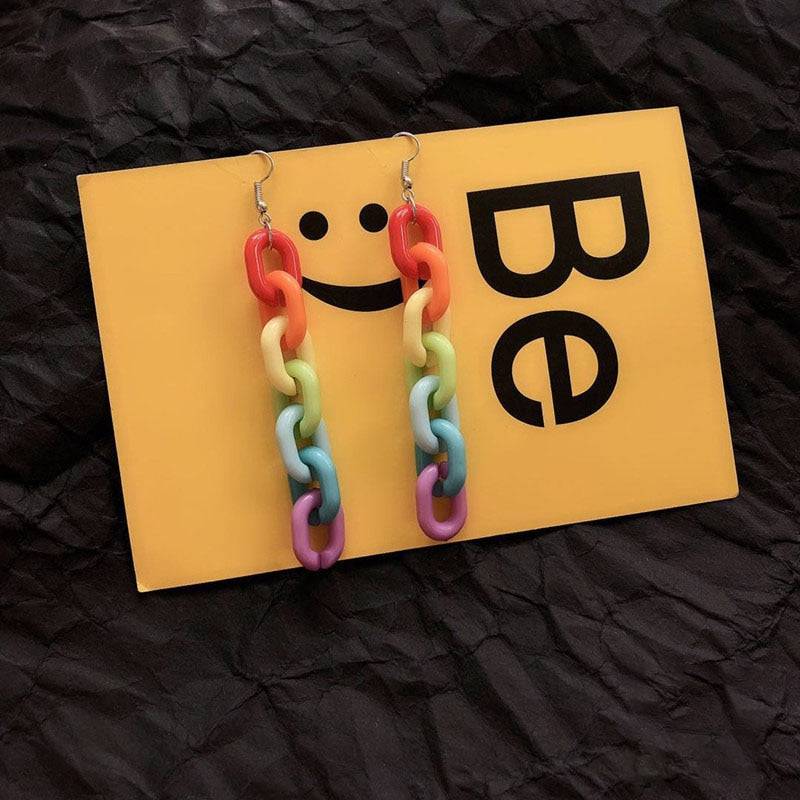 Candy Color Rainbow Chain Earrings
