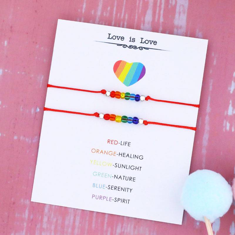2Pcs/set Love Is Love Rainbow Pride Gift Bracelet - Rose Gold Co. Shop