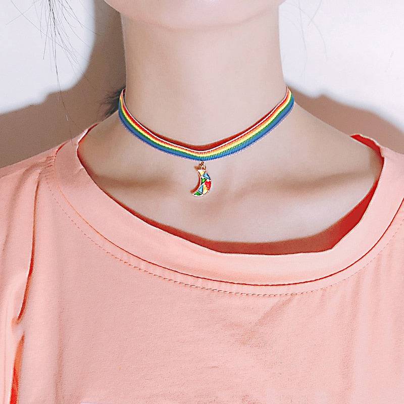 Fashion Rainbow Choker Necklace - Rose Gold Co. Shop