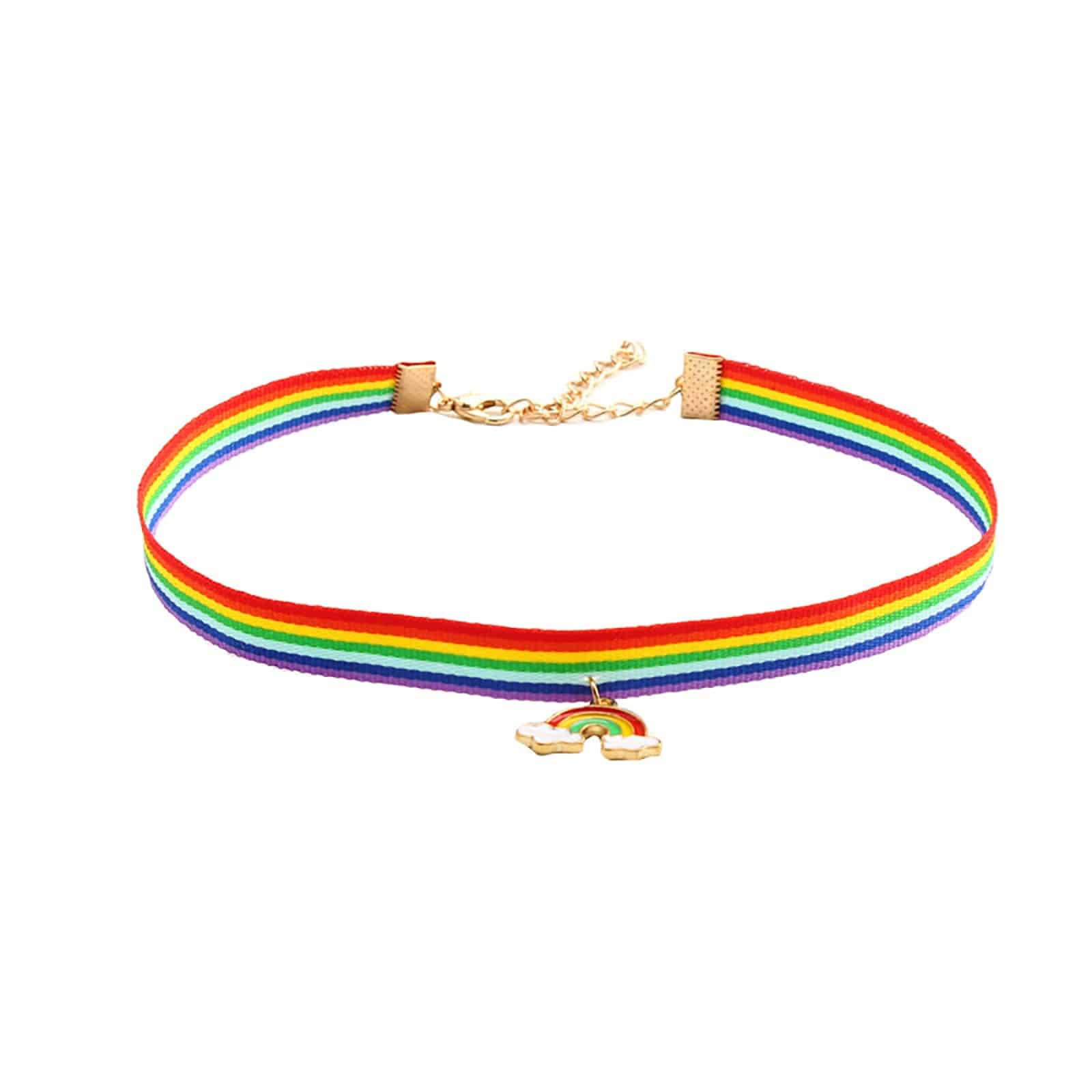 Rainbow Choker Necklace 1 PC Polyester - Rose Gold Co. Shop