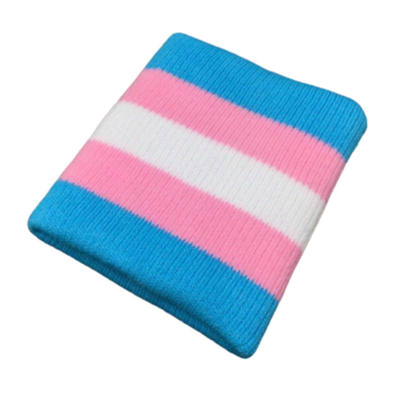 Trans Pride Flag on a Cotton Wrist band on a white background