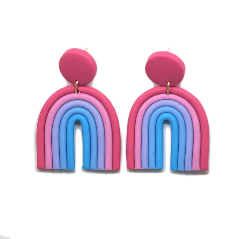 Bisexual Flag U Shape Rainbow Earring - Rose Gold Co. Shop