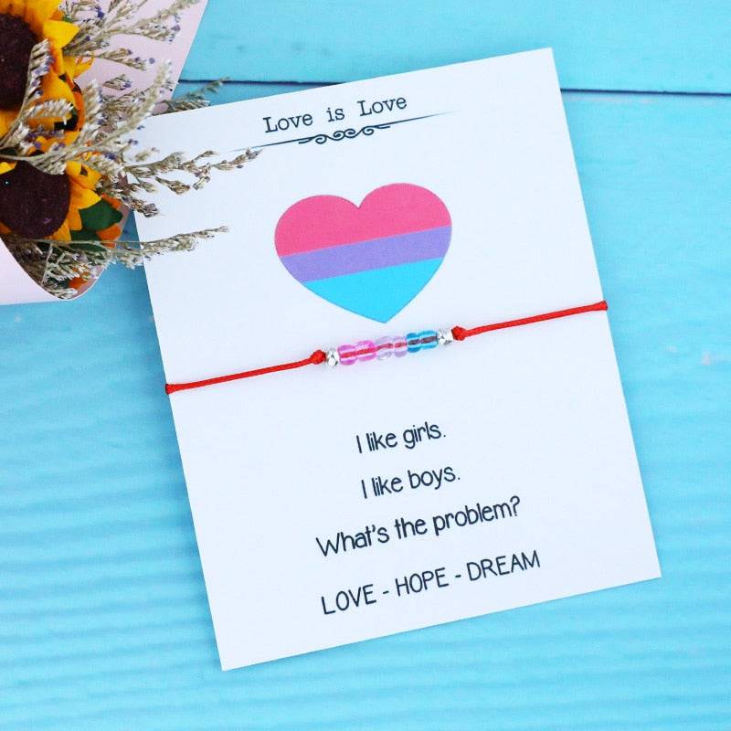 Love Is Love Bisexual Pride Gift Bracelet
