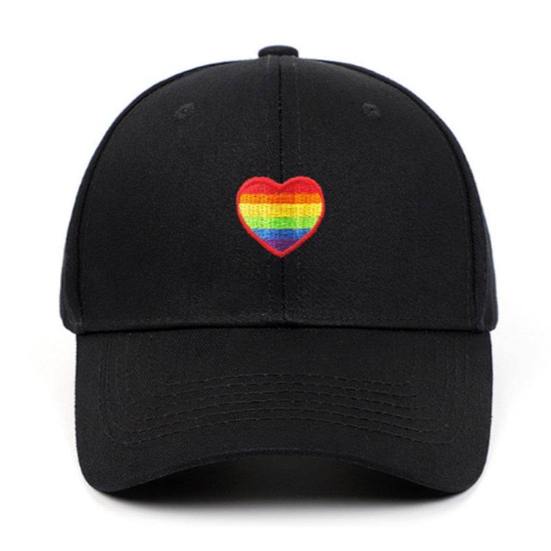 Rainbow LGBT Embroidered Heart Baseball Cap