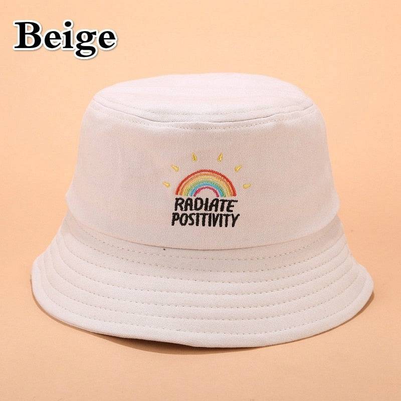 Foldable Embroidered Rainbow Bucket Hat - Rose Gold Co. Shop