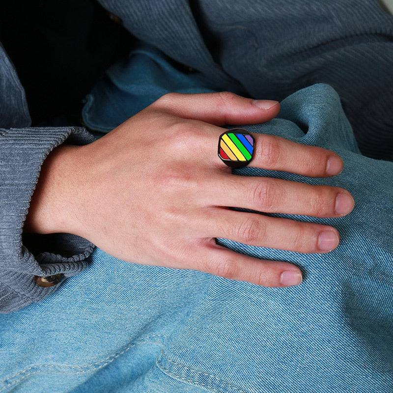 Punk LGBT Rainbow Color Rings - Rose Gold Co. Shop